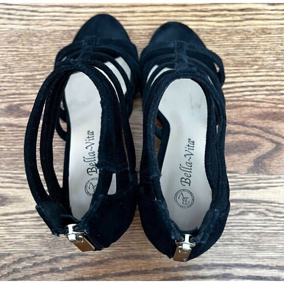 BELLA Vita Womens Y2EB Suede Open Toe Casual Heeled Sandals Black sz(6.5) - Picture 5 of 9